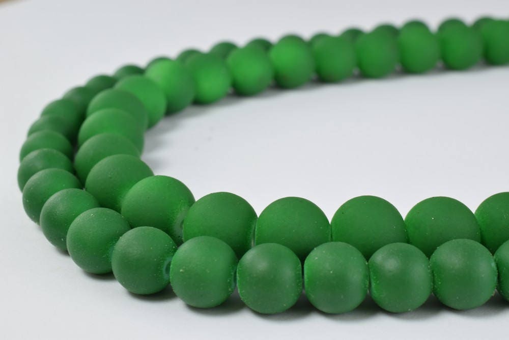 Glass Beads Matte Green Rubber Over Glass Size 8mm/10mm Round For Jewelry Making Item#789222046064 jewelry making supplies...