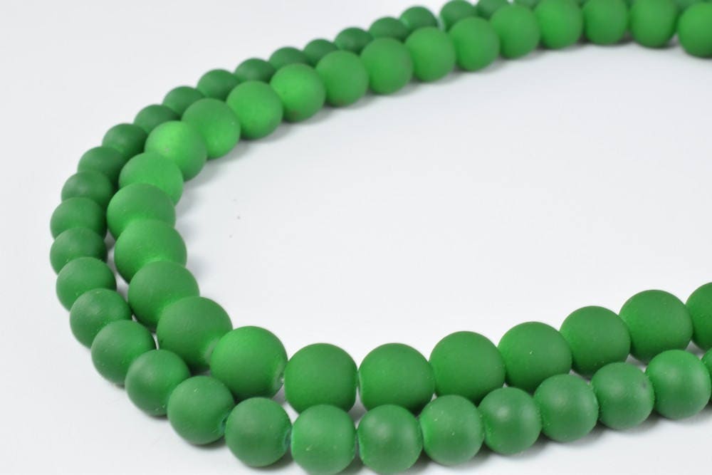 Glass Beads Matte Green Rubber Over Glass Size 8mm/10mm Round For Jewelry Making Item#789222046064 jewelry making supplies...