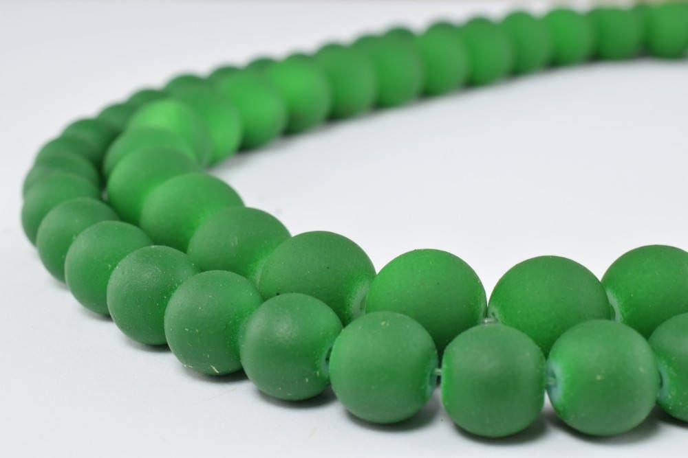 Glass Beads Matte Green Rubber Over Glass Size 8mm/10mm Round For Jewelry Making Item#789222046064 jewelry making supplies