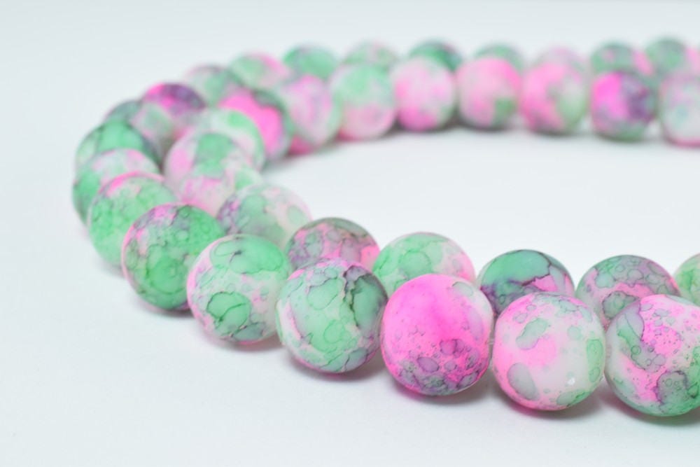 Glass Beads Matte Two Tone Rubber Over Glass Size 10mm Round For Jewelry Making Item#789222046200 jewelry making supplies