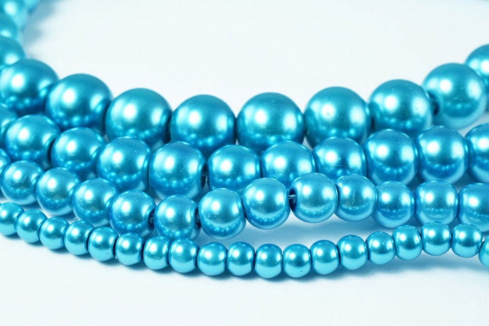 Glass Pearl Beads Turquoise Color Size 4mm/6mm/8mm/10mm Shine Round Ball Beads for Jewelry Making Item#789222046422 jewelr...