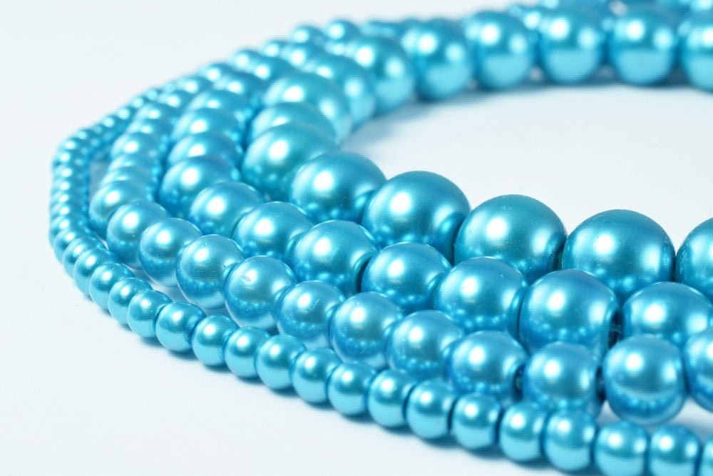Glass Pearl Beads Turquoise Color Size 4mm/6mm/8mm/10mm Shine Round Ball Beads for Jewelry Making Item#789222046422 jewelr...