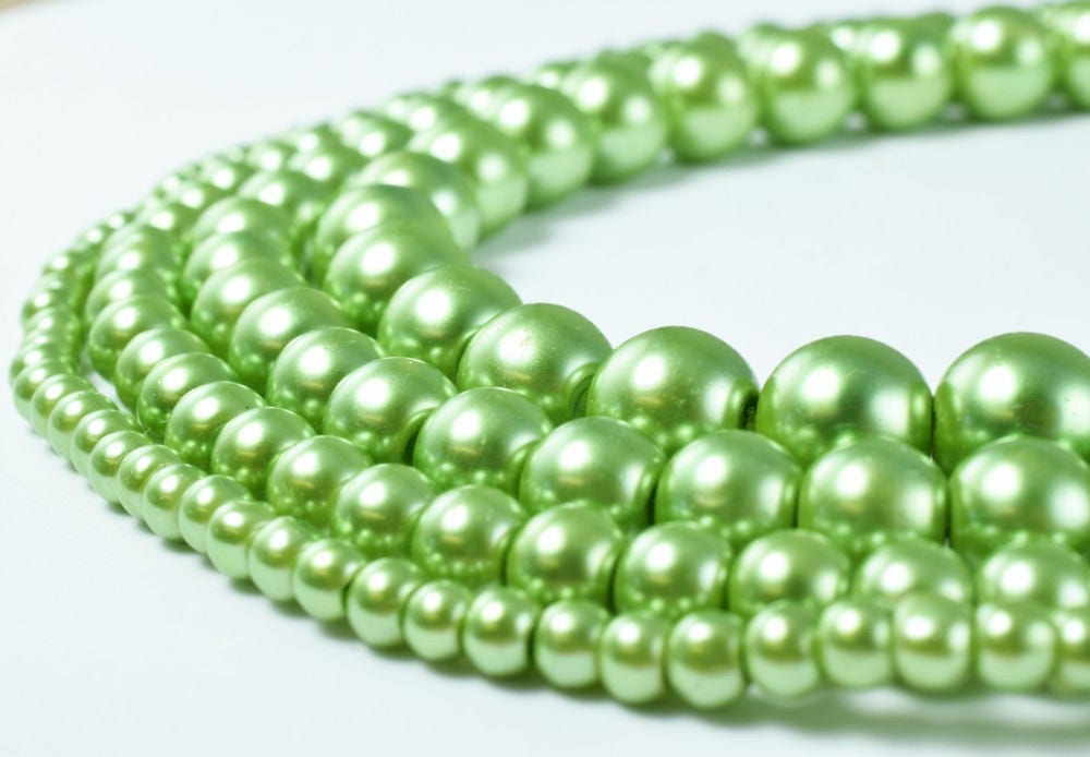 Glass Pearl Beads Light Green Size 4mm/6mm/8mm/10mm Shine Round Ball Beads for Jewelry Making Item#789222046446 jewelry ma...
