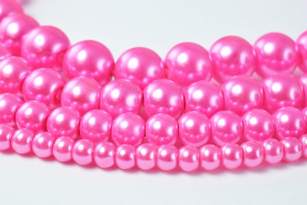 Glass Pearl Beads Fuchsia Round Beads Size 4mm/6mm/8mm/10mm Shine Round Ball Beads for Jewelry Making Item#789222046347 je...