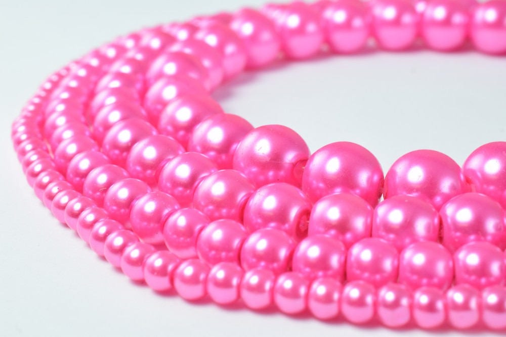 Glass Pearl Beads Fuchsia Round Beads Size 4mm/6mm/8mm/10mm Shine Round Ball Beads for Jewelry Making Item#789222046347 je...