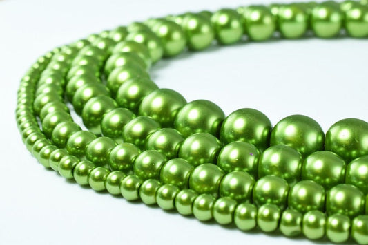 Glass Pearl Beads Round Light Olive Green Size 4mm/6mm/8mm/10mm Shine Round Ball Beads for Jewelry Making Item#78922204631...