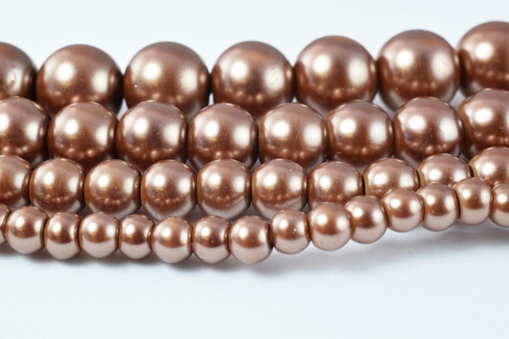 Glass Pearl Beads Round Coffee Size 4mm/6mm/8mm/10mm Shine Round Ball Beads for Jewelry Making Item#789222046286 jewelry m...