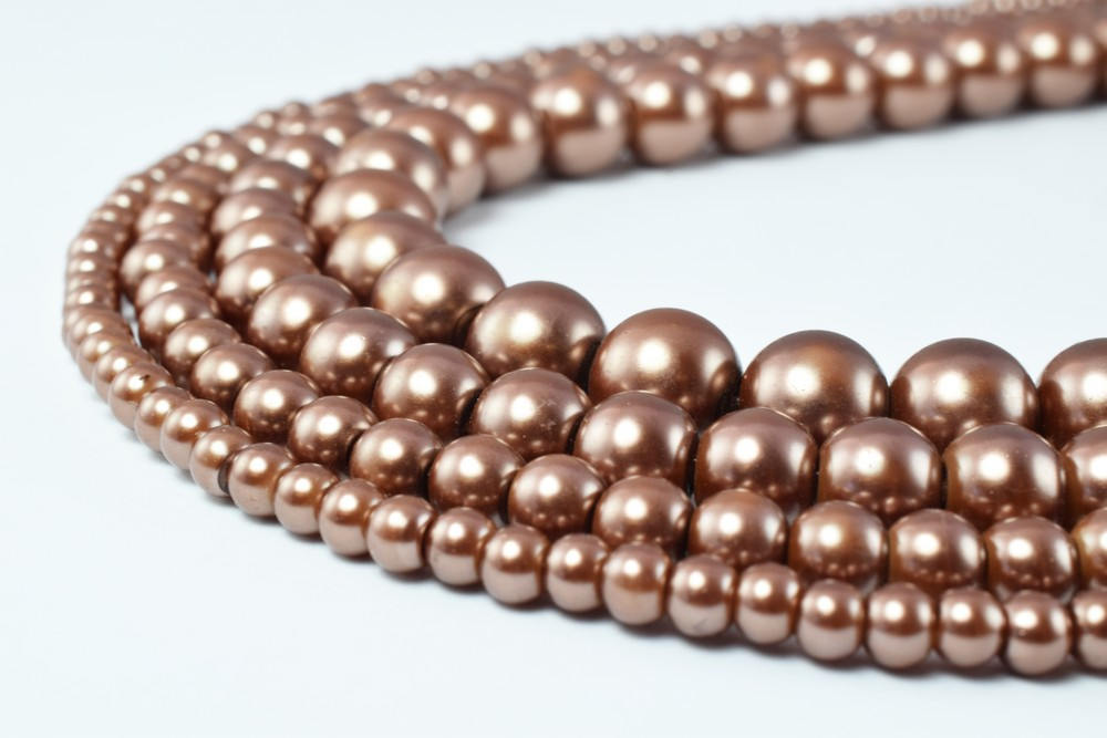 Glass Pearl Beads Round Coffee Size 4mm/6mm/8mm/10mm Shine Round Ball Beads for Jewelry Making Item#789222046286 jewelry m...