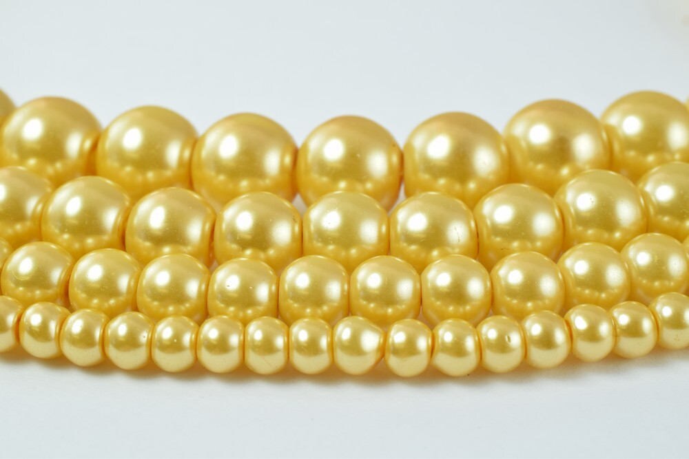 Glass Pearl Beads Round Gold Size 4mm/6mm/8mm/10mm Shine Round Ball Beads for Jewelry Making Item#789222046279 jewelry mak...