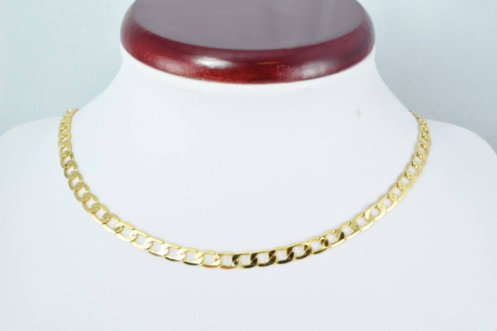 Gold Filled EP Cuban Chain 18KT Gold Filled Size 17" Long 5mm Width 1mm Thickness Item #CG23 jewelry making supplies - det...