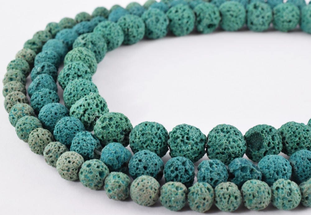 Forest Green Natural Lava Stone Beads Round 6mm/8mm/10mm Gemstone Jewelry Loose Beads 15.5 inch Strand jewelry making supp...