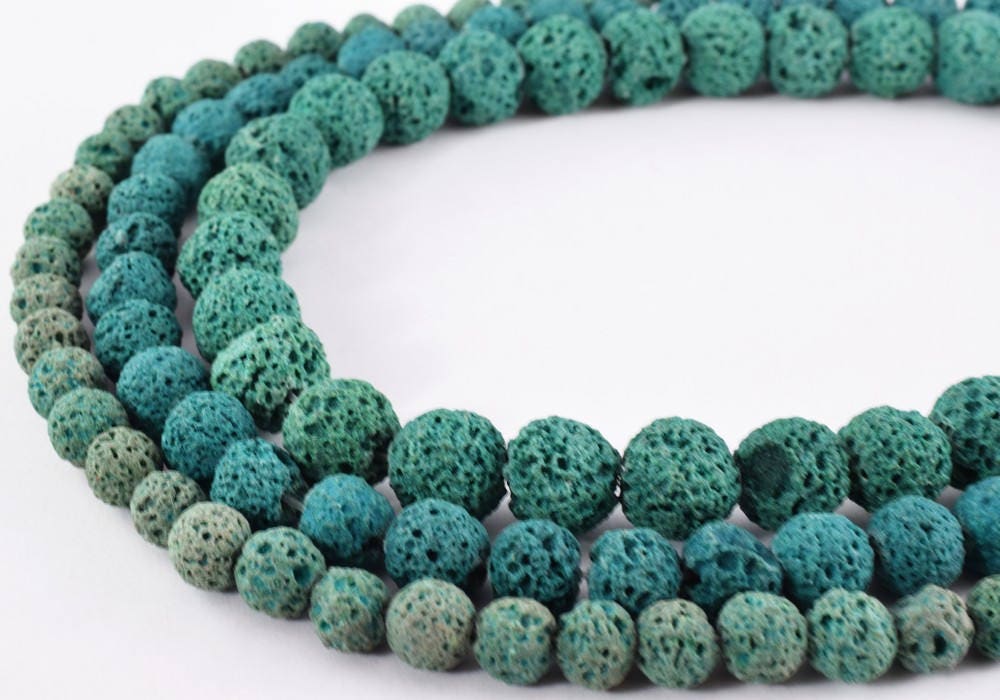 Forest Green Natural Lava Stone Beads Round 6mm/8mm/10mm Gemstone Jewelry Loose Beads 15.5 inch Strand jewelry making supp...