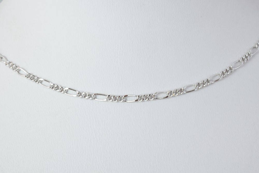 19 1/4" Inches White as Gold Filled* Rhodium Figaro Chain For Jewelry Making CS17 jewelry making supplies - detail image 3