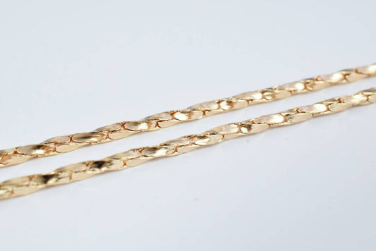 19 1/2" Inches 18K as Gold Filled* Bar Chain Thickness 2mm, as Gold Filled* Chain Findings for Jewelry Making CG178 jewelr...