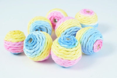 M/L Bon Bon Beads Crispin Round Beads/Crochet Beads/Wholesale Bead /Wrapped Plastic Bead /Ball Bead, Big Hole/ Wrapped Bea...