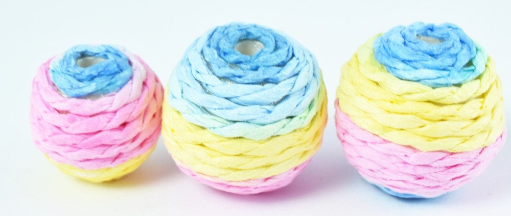 M/L Bon Bon Beads Crispin Round Beads/Crochet Beads/Wholesale Bead /Wrapped Plastic Bead /Ball Bead, Big Hole/ Wrapped Bea...