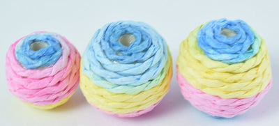 M/L Bon Bon Beads Crispin Round Beads/Crochet Beads/Wholesale Bead /Wrapped Plastic Bead /Ball Bead, Big Hole/ Wrapped Bea...