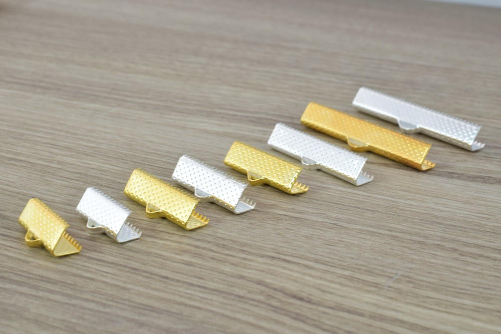6mm/10mm/13mm/16mm/20mm/22mm/25m/30mm/35mm/40mm Silver Gold Plated Ribbon Crimps Ends Silver/ Gold Plated/Necklace Ribbon...
