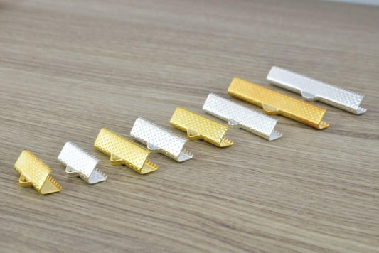 6mm/10mm/13mm/16mm/20mm/22mm/25m/30mm/35mm/40mm Silver Gold Plated Ribbon Crimps Ends Silver/ Gold Plated/Necklace Ribbon...