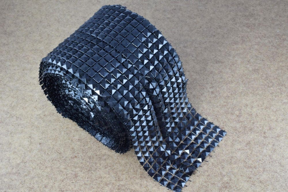 Studded Mesh Roll Pyramid Mesh Roll Trim 10 yard Roll for Costumes and Wedding, Tables, Decorations, Cakes, Jewelry Making...