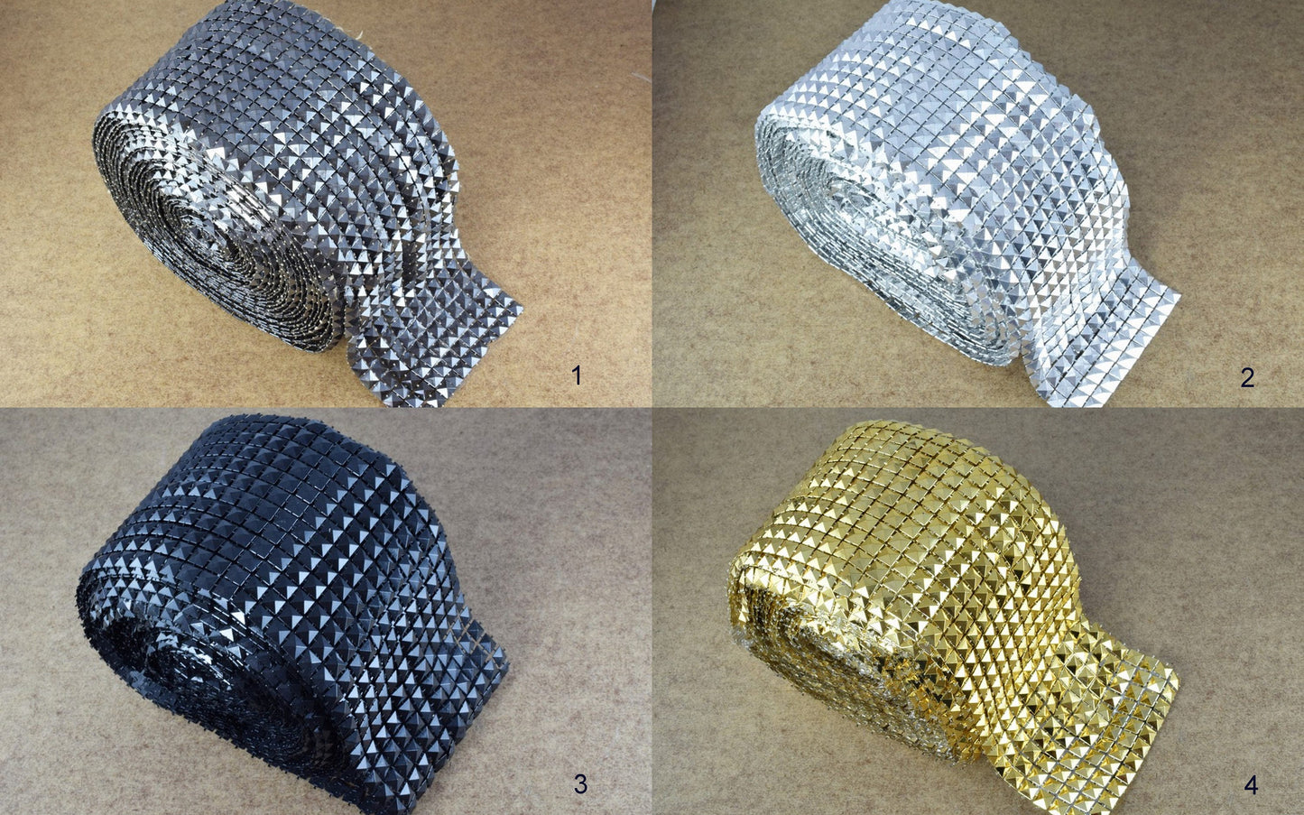 Studded Mesh Roll Pyramid Mesh Roll Trim 10 yard Roll for Costumes and Wedding, Tables, Decorations, Cakes, Jewelry Making...
