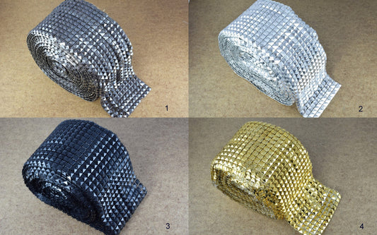 Studded Mesh Roll Pyramid Mesh Roll Trim 10 yard Roll for Costumes and Wedding, Tables, Decorations, Cakes, Jewelry Making...