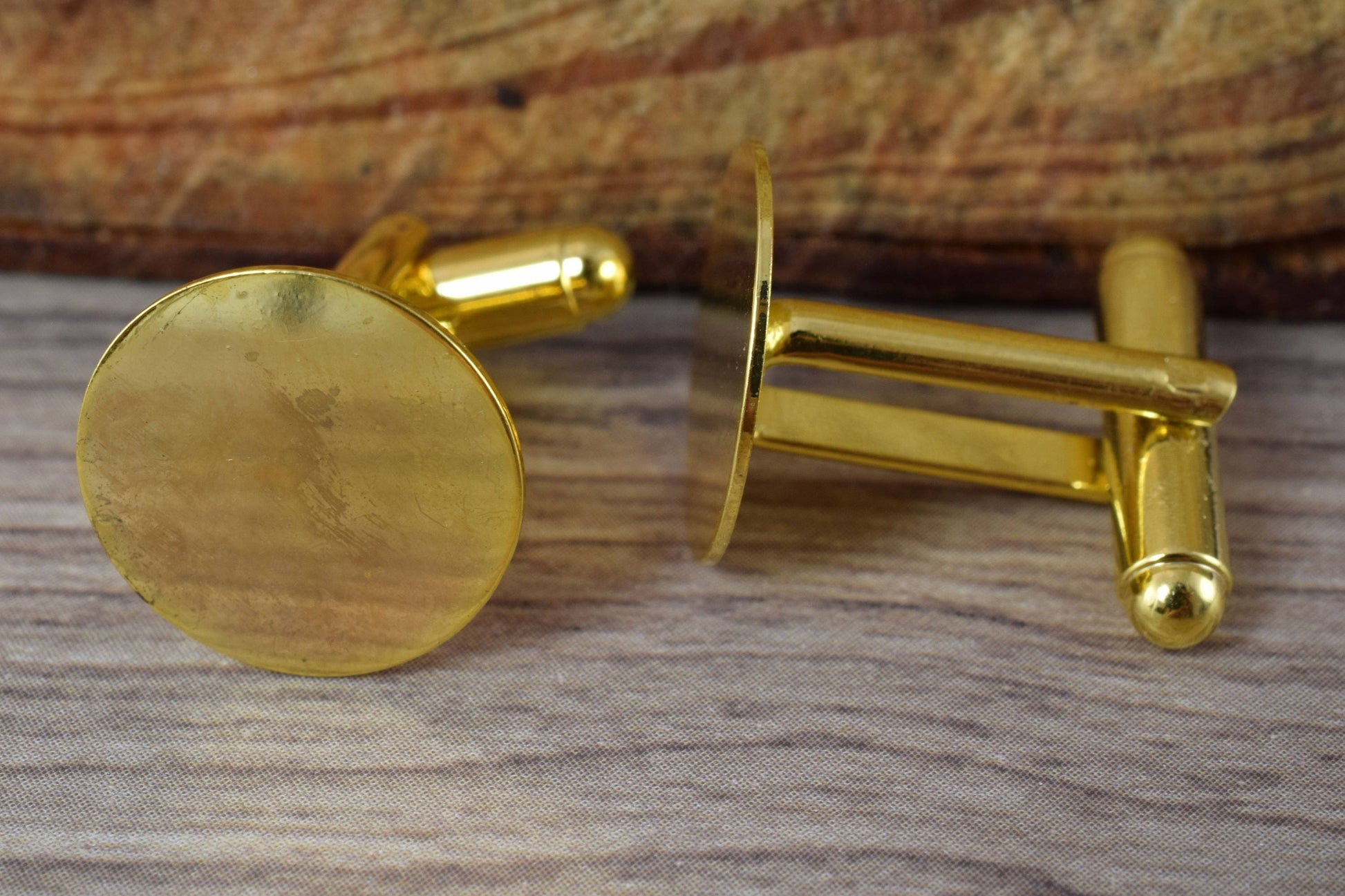 19mm Gold Plated Cuff Links 2pcs per pack/Craft Supplies/Blanks/JewelryCuff Links/Cuff Link Finding Pad /Pad Cuff Links/Fi...