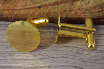 19mm Gold Plated Cuff Links 2pcs per pack/Craft Supplies/Blanks/JewelryCuff Links/Cuff Link Finding Pad /Pad Cuff Links/Fi...