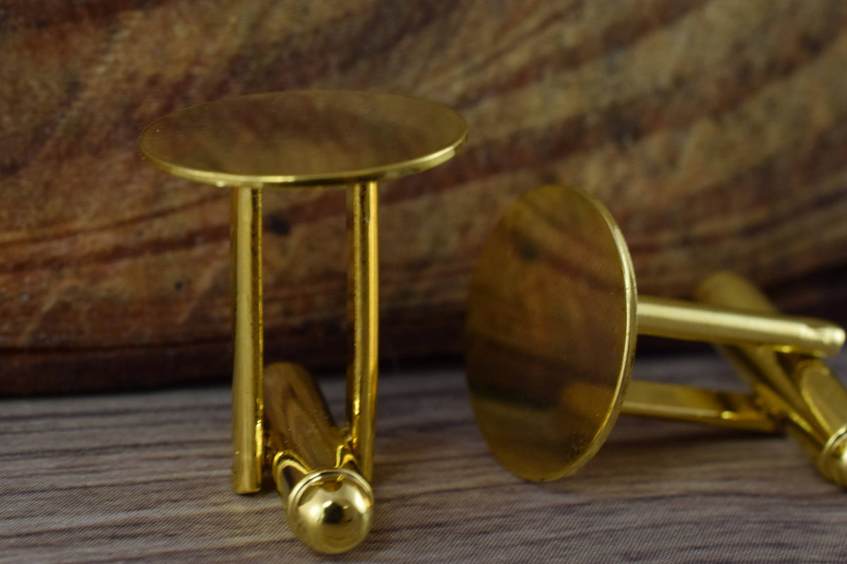 19mm Gold Plated Cuff Links 2pcs per pack/Craft Supplies/Blanks/JewelryCuff Links/Cuff Link Finding Pad /Pad Cuff Links/Fi...
