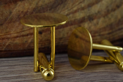 19mm Gold Plated Cuff Links 2pcs per pack/Craft Supplies/Blanks/JewelryCuff Links/Cuff Link Finding Pad /Pad Cuff Links/Fi...