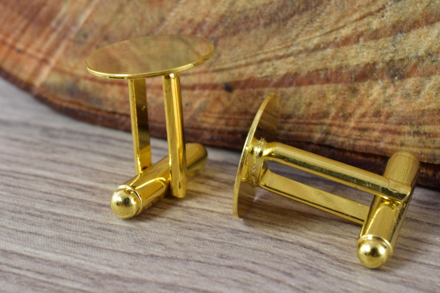 19mm Gold Plated Cuff Links 2pcs per pack/Craft Supplies/Blanks/JewelryCuff Links/Cuff Link Finding Pad /Pad Cuff Links/Fi...