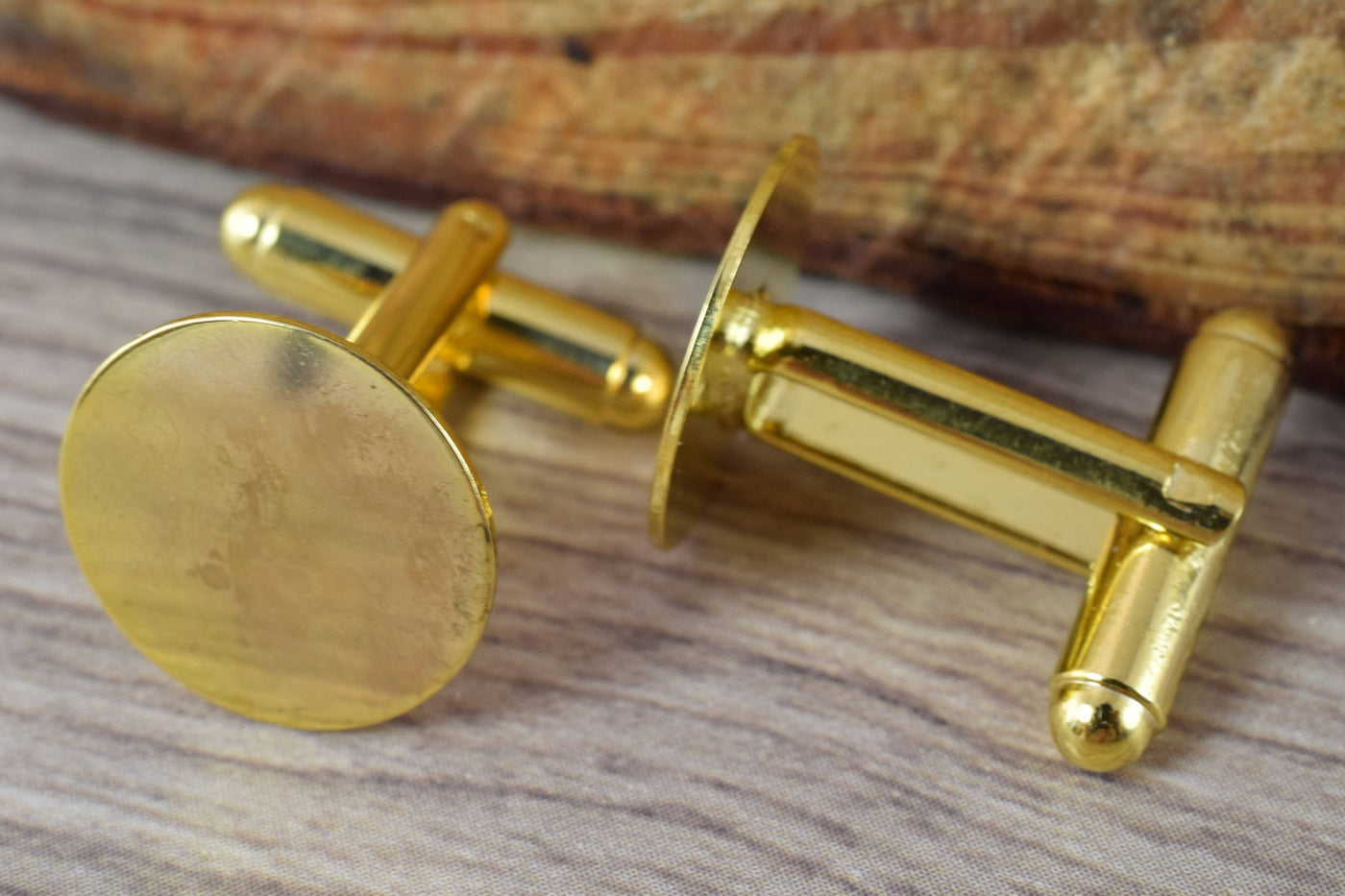 19mm Gold Plated Cuff Links 2pcs per pack/Craft Supplies/Blanks/JewelryCuff Links/Cuff Link Finding Pad /Pad Cuff Links/Fi...