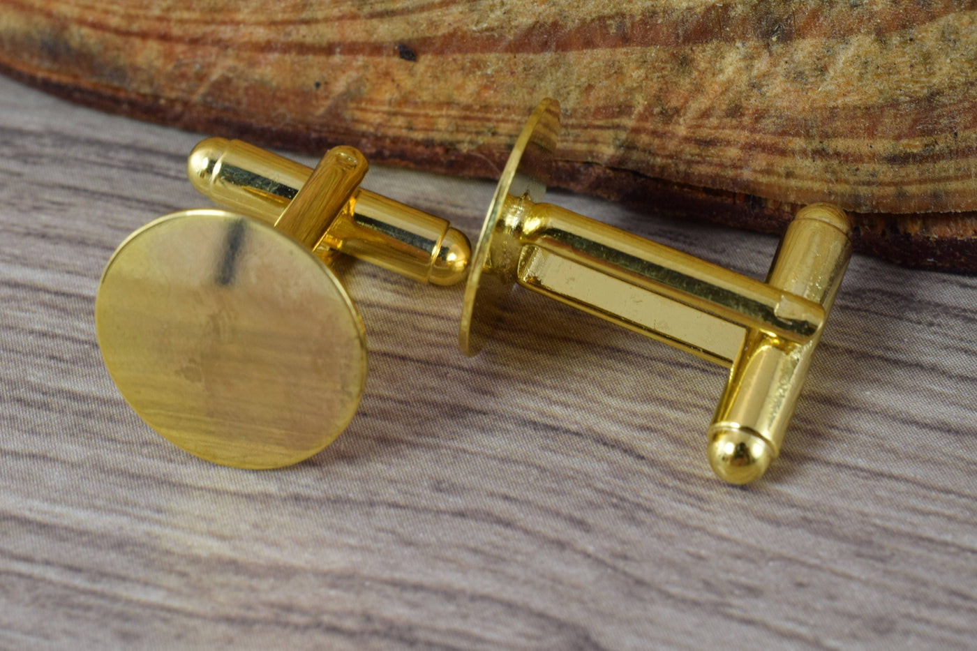 19mm Gold Plated Cuff Links 2pcs per pack/Craft Supplies/Blanks/JewelryCuff Links/Cuff Link Finding Pad /Pad Cuff Links/Fi...