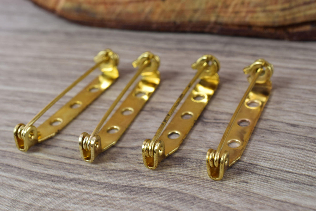 6x34mm Gold Plated Brooch Pin Gold Plated Brooch Finding,Gold Plated Bar Pin Back, Brooch Pin, Brooch Finding, Wedding Bro...