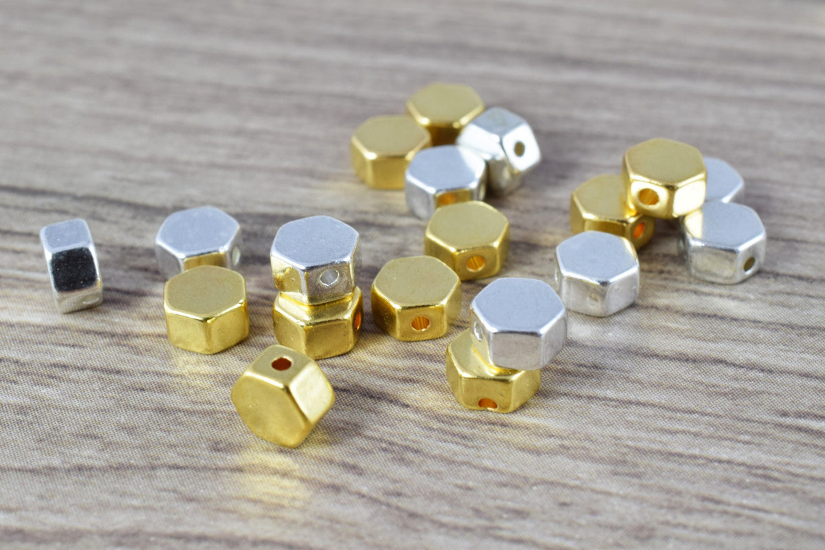 6mm Heptagon Gold/SilverAlloy Jewelry Beads 13pcs per Pack Beads/ beads Jewellery/Ncklace beads/Czech beads/Pressed Beads,...