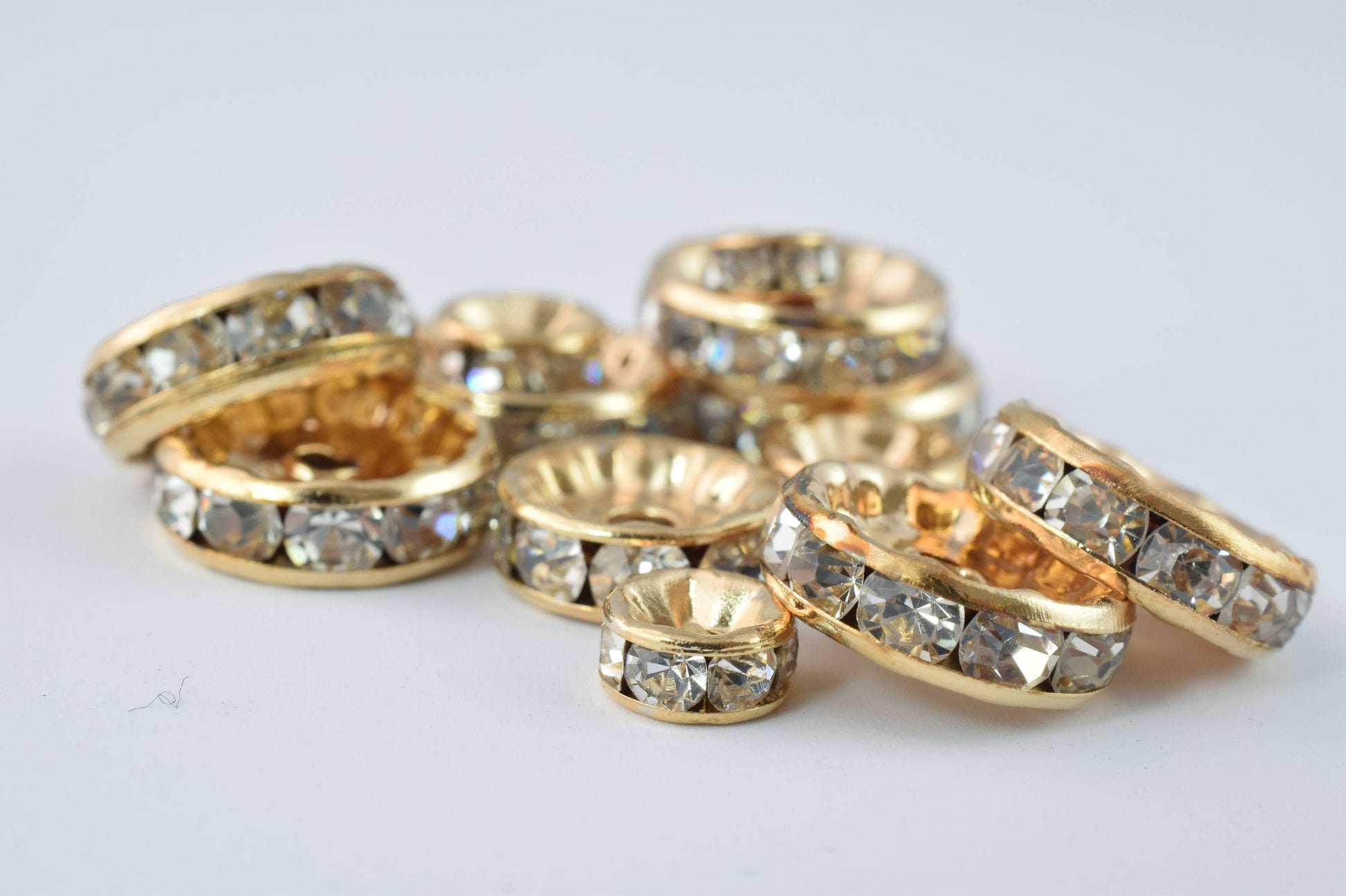 Rose Gold Beads Clear: Roundel Rhinestone Spacers - 5-12mm Sizes, Gold Micro Pave Style for Jewelry Making