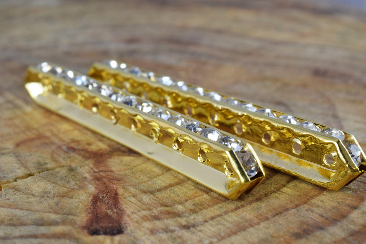 Gold Plated /Silver Plated Rhinestone Connectors, Wholesale Connectors,Long Rectangle Charms, Rhinestone Bar Charms,rectan...