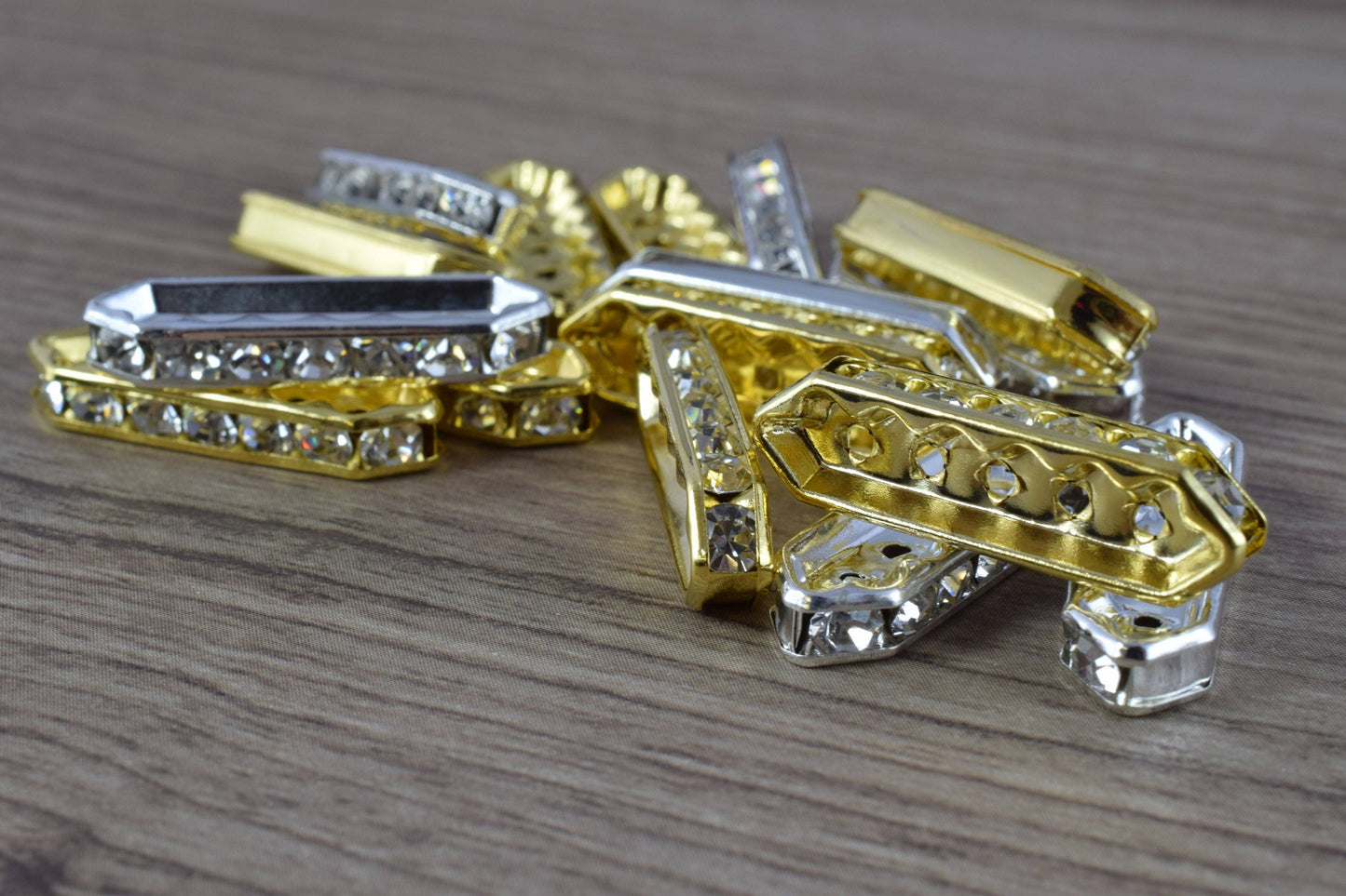 Gold Plated /Silver Plated Rhinestone Connectors, Wholesale Connectors,Long Rectangle Charms, Rhinestone Bar Charms,rectan...