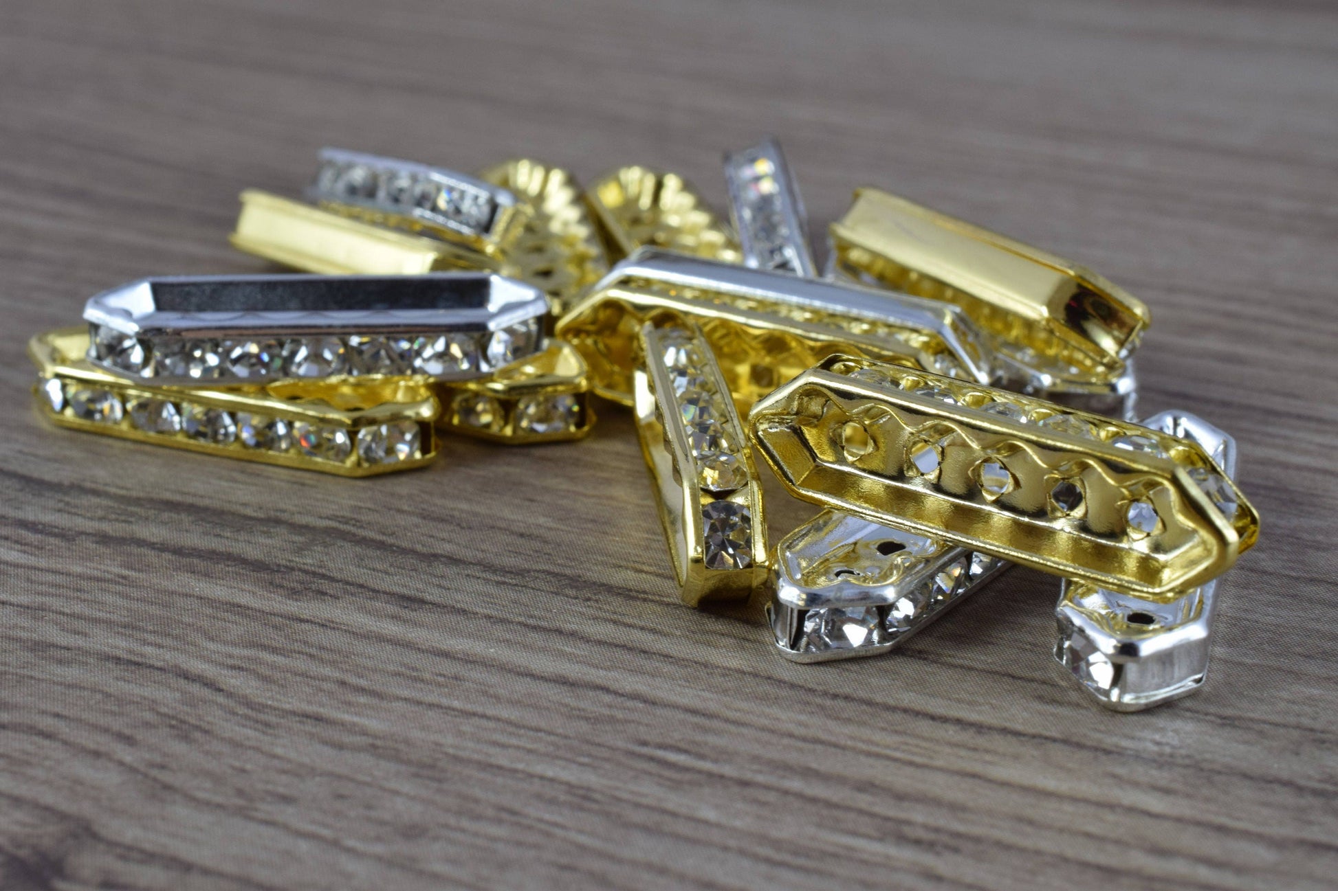 Gold Plated /Silver Plated Rhinestone Connectors, Wholesale Connectors,Long Rectangle Charms, Rhinestone Bar Charms,rectan...