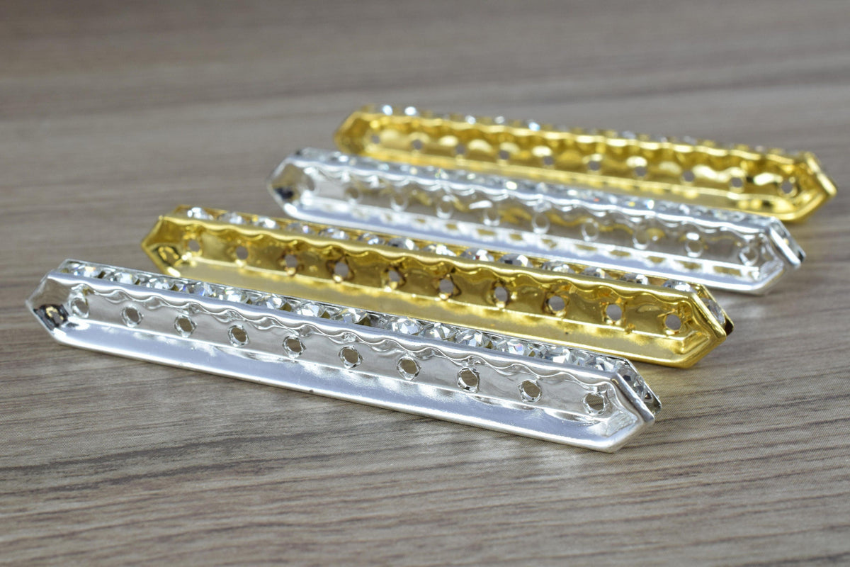 Gold Plated /Silver Plated Rhinestone Connectors, Wholesale Connectors,Long Rectangle Charms, Rhinestone Bar Charms,rectan...