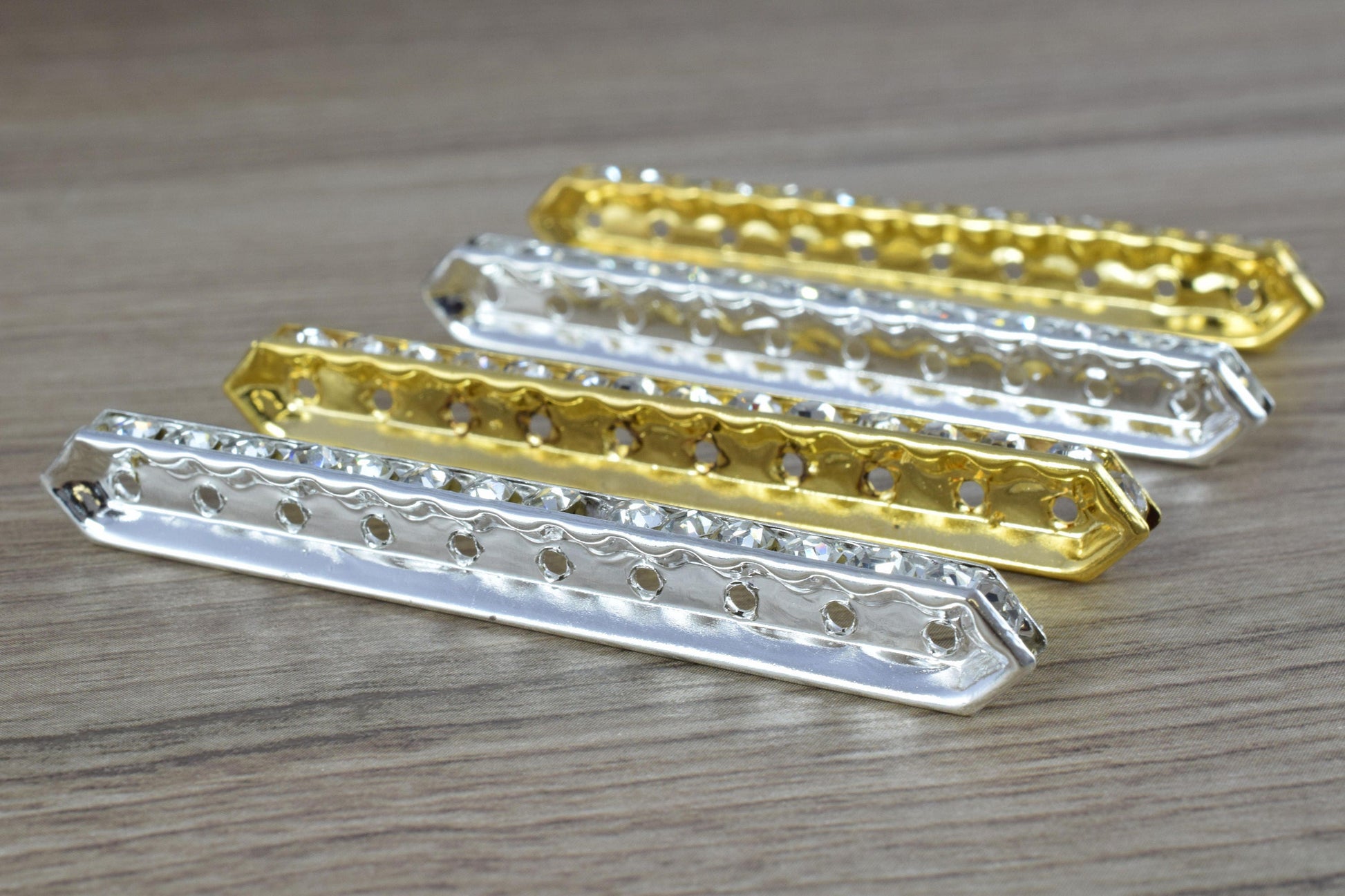 Gold Plated /Silver Plated Rhinestone Connectors, Wholesale Connectors,Long Rectangle Charms, Rhinestone Bar Charms,rectan...