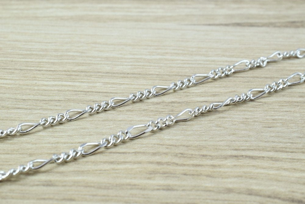 19 1/4" Inches White as Gold Filled* Rhodium Figaro Chain For Jewelry Making CS17 jewelry making supplies
