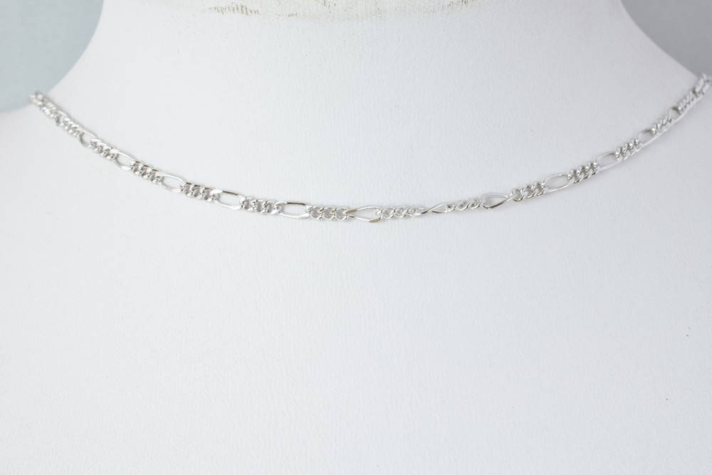 19 1/4" Inches White as Gold Filled* Rhodium Figaro Chain For Jewelry Making CS17 jewelry making supplies - detail image 5
