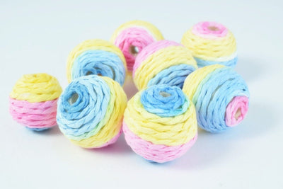 M/L Bon Bon Beads Crispin Round Beads/Crochet Beads/Wholesale Bead /Wrapped Plastic Bead /Ball Bead, Big Hole/ Wrapped Bea...