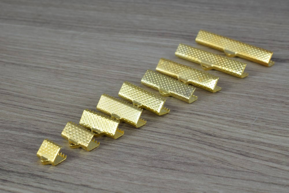 6mm/10mm/13mm/16mm/20mm/22mm/25m/30mm/35mm/40mm Silver Gold Plated Ribbon Crimps Ends Silver/ Gold Plated/Necklace Ribbon...