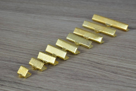 6mm/10mm/13mm/16mm/20mm/22mm/25m/30mm/35mm/40mm Silver Gold Plated Ribbon Crimps Ends Silver/ Gold Plated/Necklace Ribbon...