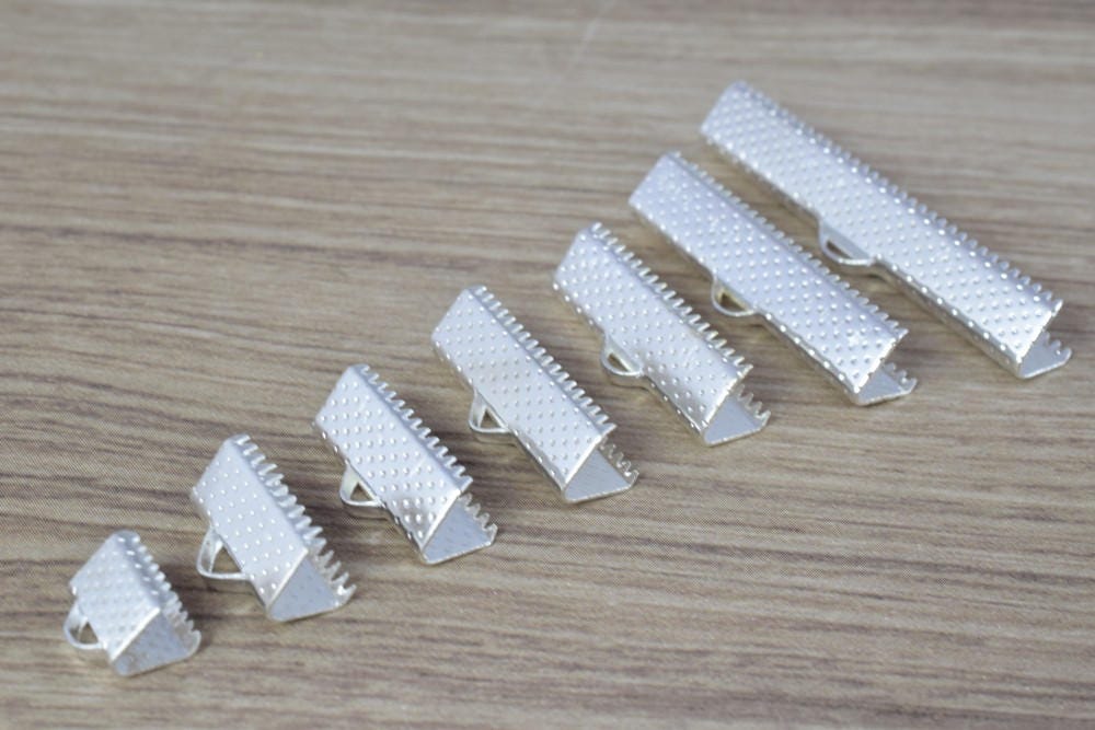 6mm/10mm/13mm/16mm/20mm/22mm/25m/30mm/35mm/40mm Silver Gold Plated Ribbon Crimps Ends Silver/ Gold Plated/Necklace Ribbon...