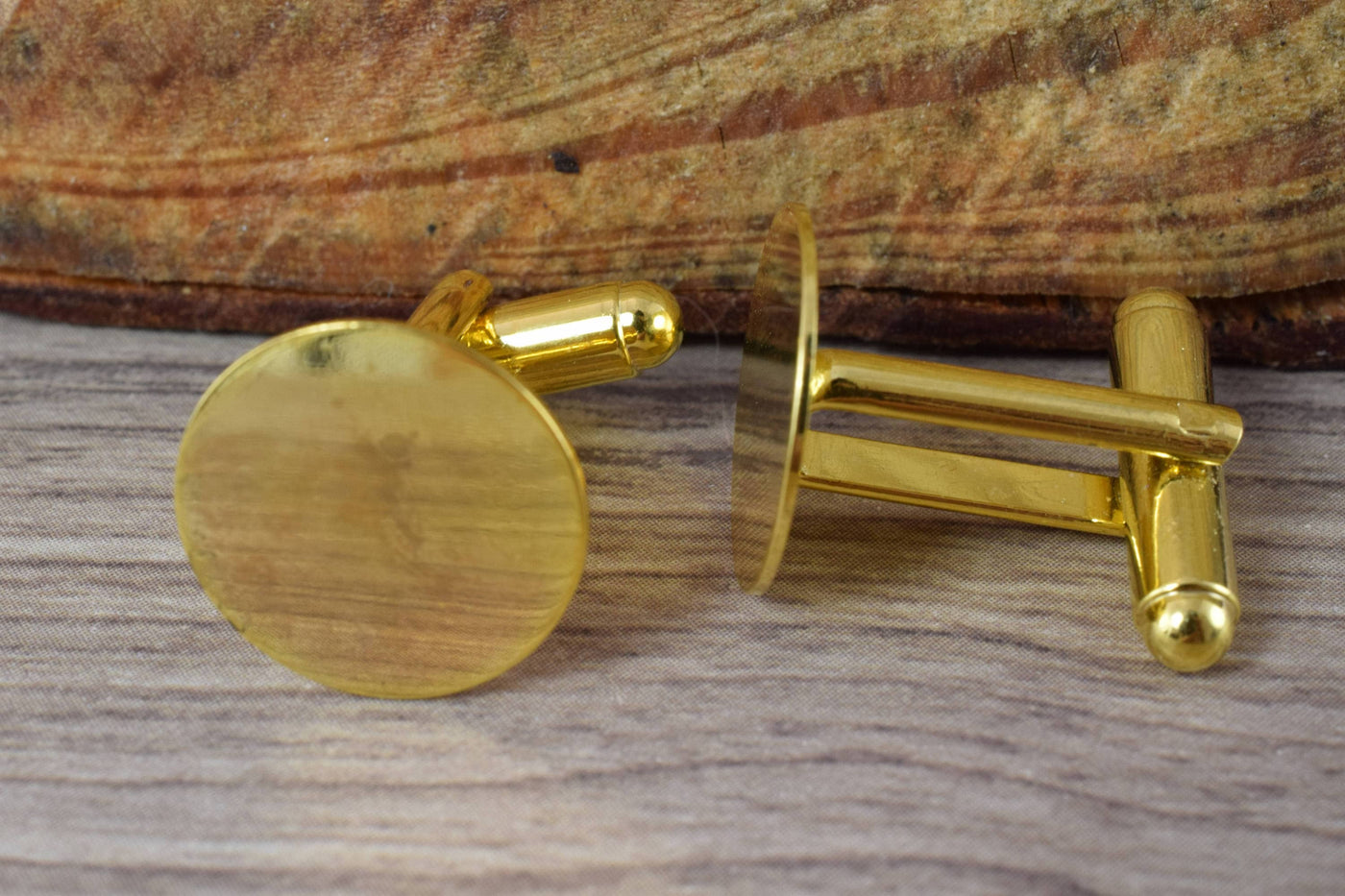 19mm Gold Plated Cuff Links 2pcs per pack/Craft Supplies/Blanks/JewelryCuff Links/Cuff Link Finding Pad /Pad Cuff Links/Fi...