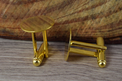 19mm Gold Plated Cuff Links 2pcs per pack/Craft Supplies/Blanks/JewelryCuff Links/Cuff Link Finding Pad /Pad Cuff Links/Fi...