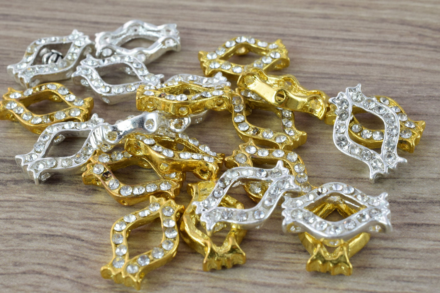 6 hole Rhinestone Connector Silver/Gold Plated/ 6 Hole Connector/Wholesale  Connectors/Jewelry Making/charm connectors/gem...